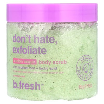 B.Fresh, Scrub ciała z lukrecji kwasem i kwasem mlekowym, Melon Magic, 16 uncji (453 g)