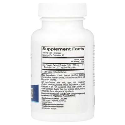 Lake Avenue Nutrition, Bee Propolis, 1000 mg, 90 kapsułek warzywnych Lake Avenue Nutrition, Bee Propolis, 1000 mg, 90 kapsułek warzywnych