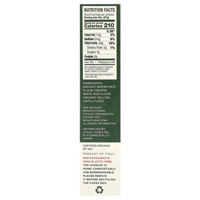 Bionaturae, glutenfreie Reis- und Linsennudeln, Makkaroni, 12 oz (340 g)