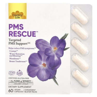Country Life, PMS Rescue ™, celowane wsparcie PMS, 60 wegańskich kapsułek Country Life, PMS Rescue ™, celowane wsparcie PMS, 60 wegańskich kapsułek