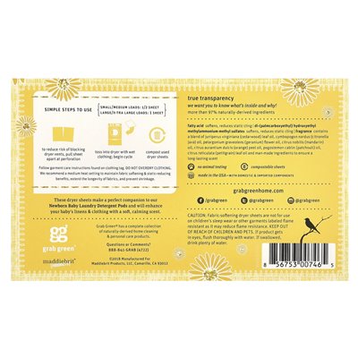 Grab Green, Prasowanki dla Noworodka, 0-4 Miesiące, Uspokajający Rumianek, 40 Prasowanek