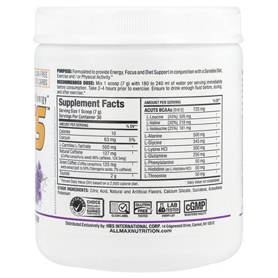 Allmax, Acuts ™, energia amino, winogrona, 7,4 uncji (210 g)