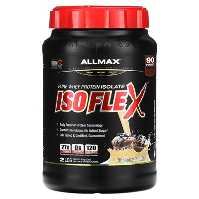 Allmax, ISOFLEX®, izolat białka purego serwata, muffinka jagodowa, 2 funty (907 g)