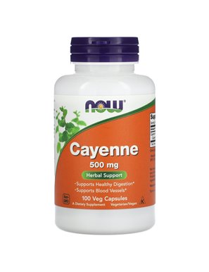 NOW Foods, Cayenne-Pfeffer, 500 mg, 100 vegetarische Kapseln NOW Foods, Cayenne-Pfeffer, 500 mg, 100 vegetarische Kapseln