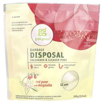 Grab Green, Garbage Disposal Freshener & Cleaner, Red Pear with Magnolia, 12 Pods, 5.9 oz (168 g) Grab Green, Garbage Disposal Freshener & Cleaner, Red Pear with Magnolia, 12 Pods, 5.9 oz (168 g)
