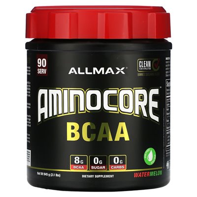 Allmax, Aminocore ™ BCAA, Watermelon, 2,1 funta (945 g) Allmax, Aminocore ™ BCAA, Watermelon, 2,1 funta (945 g)