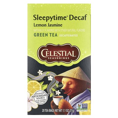 Fasonowe przyprawy, Sleepytime® Decaf, zielona herbata, jaśminowa cytrynowa, 20 torebek herbaty, 1,1 uncji (31 g)