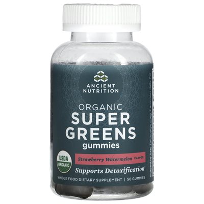 Starożytne odżywianie, Organiczne Super Greens Gummy, Strawberry Watermelon, 50 Gummy