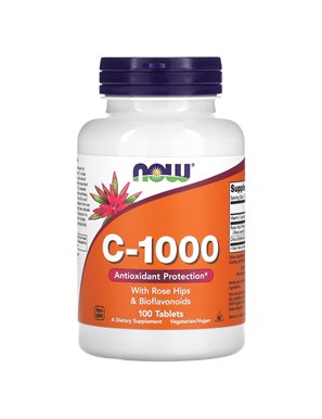 NOW Foods, C-1000, Z Dziką Różą i Bioflawonoidami, 100 tabletek