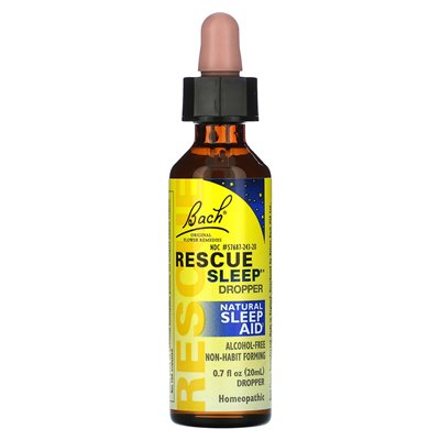 Bach, oryginalne środki zaradcze kwiatów, kroplowanie ratownicze, naturalna pomoc snu, 0,7 fl oz (20 ml)
