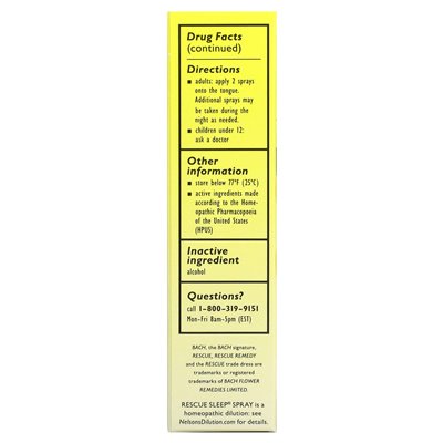 Bach, Oryginalne Remedium Kwiatowe, Ratunek Snu, Naturalny Środek Nasenny, 0.7 uncji (20 ml) Spray Bach, Oryginalne Remedium Kwiatowe, Ratunek Snu, Naturalny Środek Nasenny, 0.7 uncji (20 ml) Spray