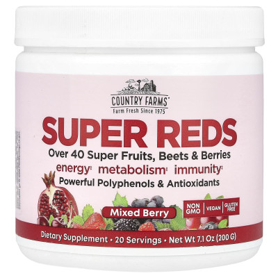 Country Farms, Super Reds, Berry Mixed, 7,1 uncji (200 g)