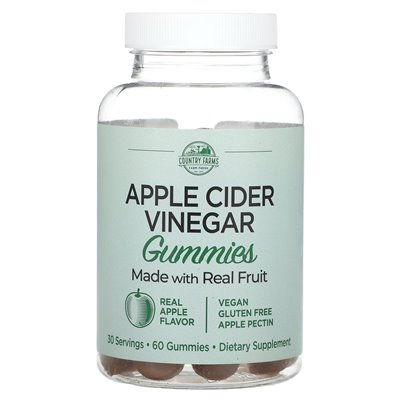 Country Farms, Apple Cider Vinegar Gummies, Real Apple, 60 Gummies