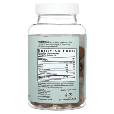 Country Farms, Apple Cider Vinegar Gummies, Real Apple, 60 Gummies