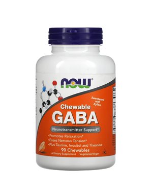 NOW Foods, GABA zum Kauen, natürlicher Orangengeschmack, 90 Kautabletten