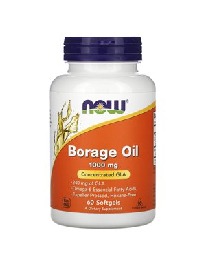 NOW Foods, Olej Borago, Konsentracja GLA, 1,000 mg, 60 Softgeli NOW Foods, Olej Borago, Konsentracja GLA, 1,000 mg, 60 Softgeli