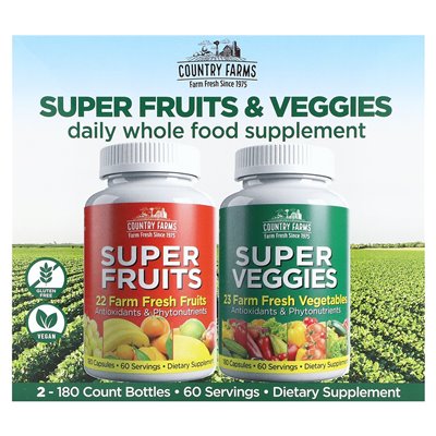 Country Farms Super Fruits & Vegetables 2 Packs 180 Capsules