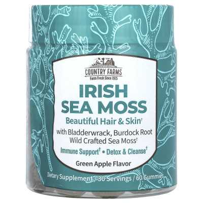 Country Farms, Irish Sea Moss, Green Apple, 60 Gummy
