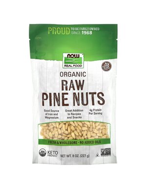 NOW Foods, Prawdziwe Jedzenie, Organiczne, Surowe Orzechy Piniowe, 8 uncji (227 g)