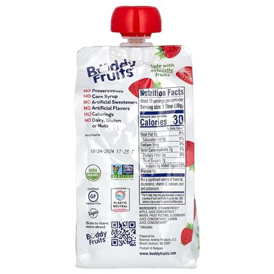 Owoce Buddy, Organic Fruit Creat, Truskawka, 13 uncji (370 g)