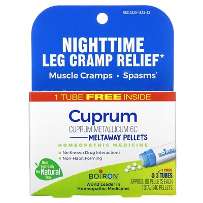 Boiron, Cuprum, Meltaway Pellets, 3 Tubes, Approx. 80 Pellets Each Boiron, Cuprum, Meltaway Pellets, 3 Tubes, Approx. 80 Pellets Each
