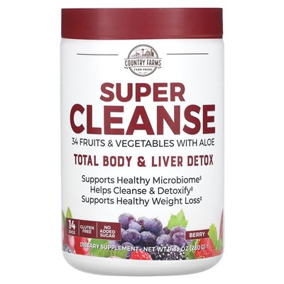 Farms Country, Super Cleanse, Berry, 9,88 uncji (280 g) Farms Country, Super Cleanse, Berry, 9,88 uncji (280 g)