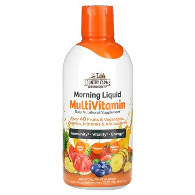 Country Farms, Morning Liquid Multivitamin, Tropical Fruits, 32 fl oz (946 ml)