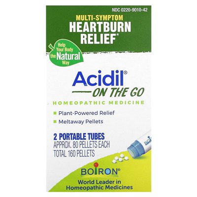 Boiron, sour on the go, multi-drug relief, 2 portable tubes, 80 granules each