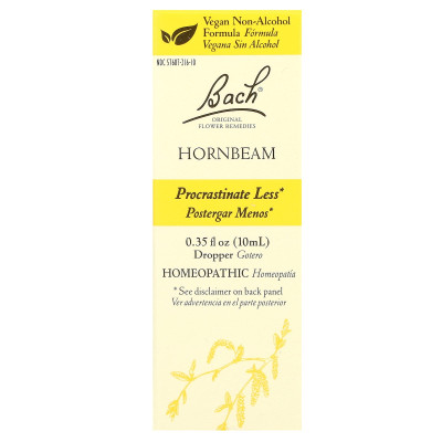 Bach, oryginalne środki zaradcze kwiatów, Hornbeam, 0,35 fl oz (10 ml)