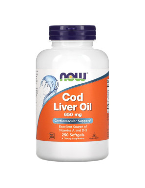 NOW Foods, Lebertran, 650 mg, 250 Weichkapseln NOW Foods, Lebertran, 650 mg, 250 Weichkapseln