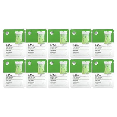 Dr Oracle, Calming Green Beauty Mask, Green Tea Recipe, 10 arkuszy maski, 0,84 fl oz (25 ml)