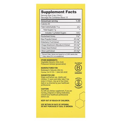 Beekeeper's Naturals, Syrop z Propolisu, 4 uncje fl (118 ml)