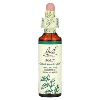 Bach, oryginalne środki zaradcze kwiatów, Holly, 0,7 fl oz (20 ml)
