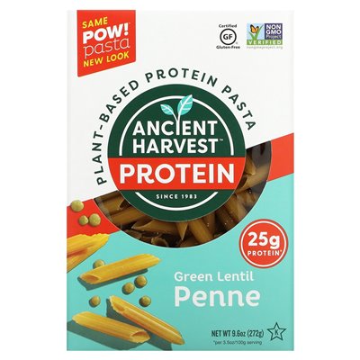 Ancient Harvest, pflanzliche Protein-Pasta, Grüne Linsen-Penne, 9,6 oz (272 g)