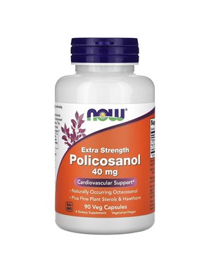 NOW Foods, Policosanol, Extra Moc, 40 mg, 90 Wegetariańskich Kapsułek NOW Foods, Policosanol, Extra Moc, 40 mg, 90 Wegetariańskich Kapsułek