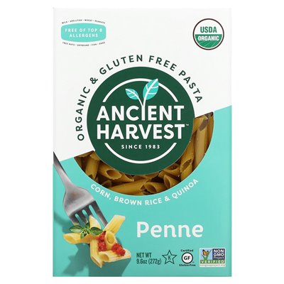 Ancient Harvest, glutenfreie Bio-Pasta, Penne, Mais, brauner Reis und Quinoa, 9,6 oz (272 g)