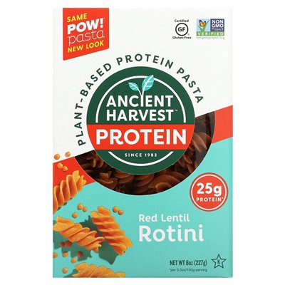 Ancient Harvest, Plant-Based Protein Pasta, Red Lentil Rotini, 8 oz (227 g) Ancient Harvest, Plant-Based Protein Pasta, Red Lentil Rotini, 8 oz (227 g)