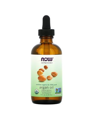 NOW Foods, Rozwiązania, Certyfikowany Organiczny & 100% Czysty Arganowy Olej, 4 uncji (118 ml)