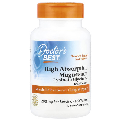 Doktor's Best, High Absorption Magnesium, 200 mg, 120 tabletek (100 mg na tablet)