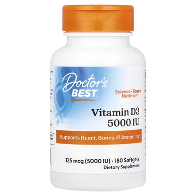 Doktor's Best, Vitamin D3, 125 MCG (5000 IU), 180 softgels