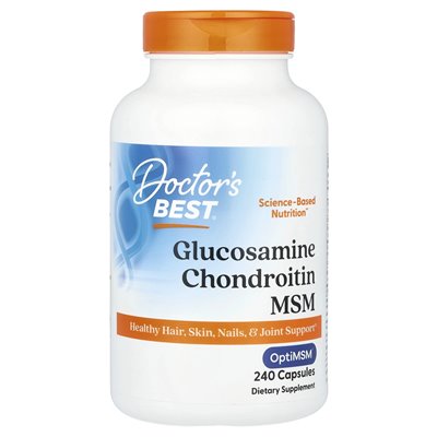 Doctor's Best, Glukozamina, chondroityna i MSM z OptiMSM, 240 kapsułek Doctor's Best, Glukozamina, chondroityna i MSM z OptiMSM, 240 kapsułek