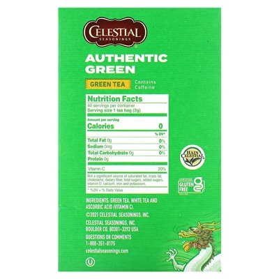 Felestial Spices, Authentic Green Tea, 40 Tea Bags, 2.9 oz (82 g)