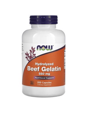 NOW Foods, Hydrolyzed Beef Gelatin, 550 mg, 200 Capsules NOW Foods, Hydrolyzed Beef Gelatin, 550 mg, 200 Capsules