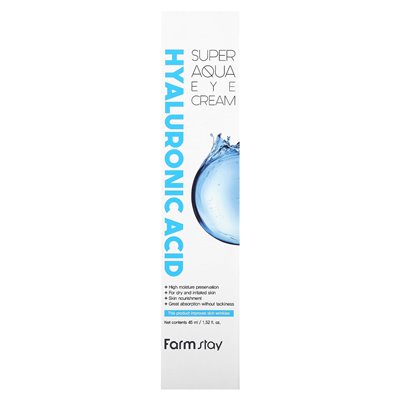 Farmstay, Hyaluronsäure, Super Aqua Augencreme, 1,52 Fl Oz (45 ml)