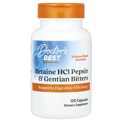 Doktor's Best, Betaine Hcl Pepsin & Gentian Bitters, 120 kapsułek Doktor's Best, Betaine Hcl Pepsin & Gentian Bitters, 120 kapsułek