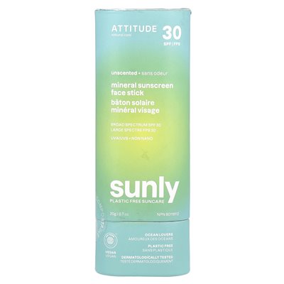 Postawa, Sunly, Mineral Suncreen Face Stick, SPF 30, bezzapachowy, 0,7 uncji (20 g)