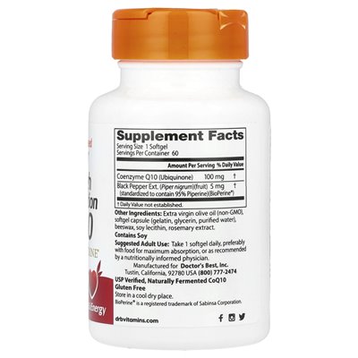 Najlepszy, wysoko absorpcja COQ10 z bioperiną, 100 mg, 60 miękkich Najlepszy, wysoko absorpcja COQ10 z bioperiną, 100 mg, 60 miękkich