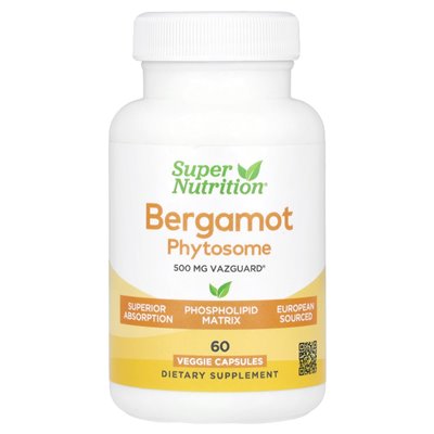 Super Nutrition, Bergamot Fitosom, 500 mg, 60 kapsułek warzywnych