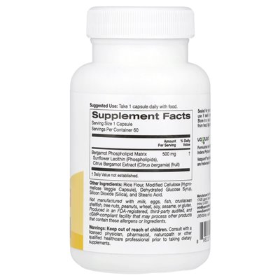 Super Nutrition, Bergamot Fitosom, 500 mg, 60 kapsułek warzywnych