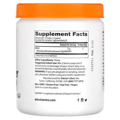 Doctor's Best, MSM Powder with Optimsm, 8.8 oz (250 g)